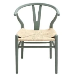 Hansel Wooden Natural Weave Dining Chair, Sage Green Colour Frame 16 Hansel Wooden Natural Weave Dining Chair, Sage Green Colour Frame -Daals Store XN R098 SAGE WB3