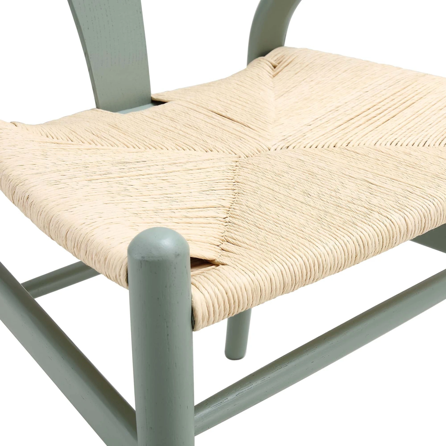 Hansel Wooden Natural Weave Dining Chair, Sage Green Colour Frame 11 Hansel Wooden Natural Weave Dining Chair, Sage Green Colour Frame - Image 11