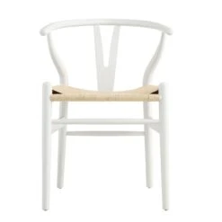 Hansel Wooden Natural Weave Dining Chair, White Colour Frame 12 Hansel Wooden Natural Weave Dining Chair, White Colour Frame -Daals Store XN R098 WHITE WB2