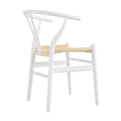 Hansel Wooden Natural Weave Dining Chair, White Colour Frame 15 Hansel Wooden Natural Weave Dining Chair, White Colour Frame -Daals Store XN R098 WHITE WB3