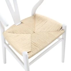 Hansel Wooden Natural Weave Dining Chair, White Colour Frame 18 Hansel Wooden Natural Weave Dining Chair, White Colour Frame -Daals Store XN R098 WHITE detail2