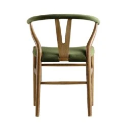 Hansel Upholstered Padded Dining Chair, Moss Green Velvet And Light Walnut Frame -Daals Store XN R100 GREENVEL WLAN WB4