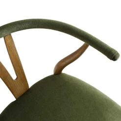 Hansel Upholstered Padded Dining Chair, Moss Green Velvet And Light Walnut Frame -Daals Store XN R100 GREENVEL WLAN detail1