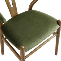 Hansel Upholstered Padded Dining Chair, Moss Green Velvet And Light Walnut Frame -Daals Store XN R100 GREENVEL WLAN detail2