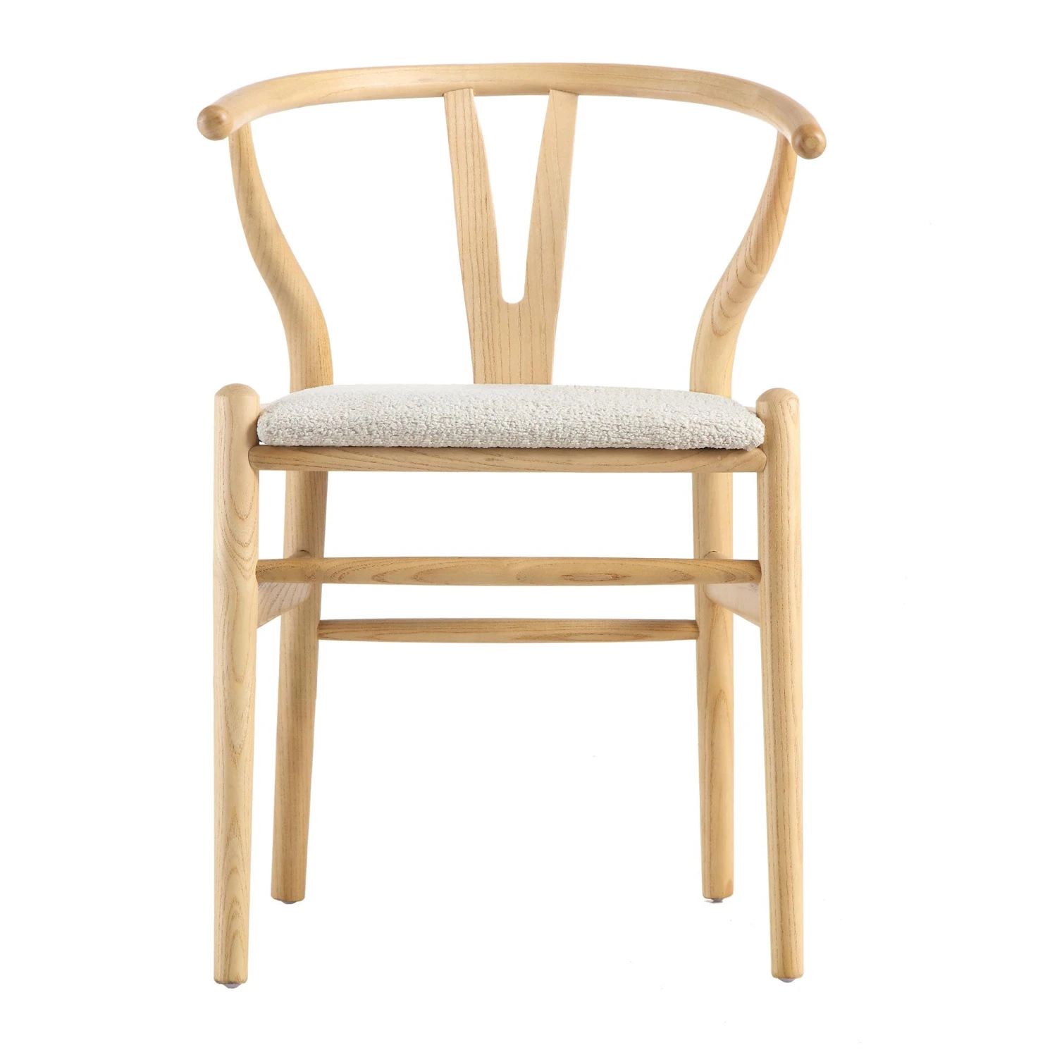 Hansel Wooden Dining Chair, Ivory White Boucle And Natural Frame 2 Hansel Wooden Dining Chair, Ivory White Boucle And Natural Frame - Image 2