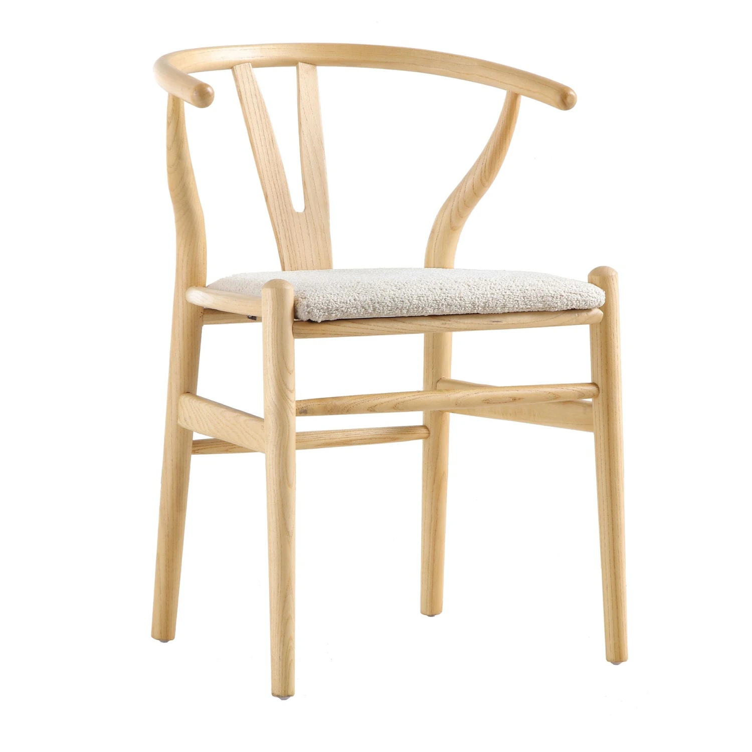 Hansel Wooden Dining Chair, Ivory White Boucle And Natural Frame 3 Hansel Wooden Dining Chair, Ivory White Boucle And Natural Frame - Image 3