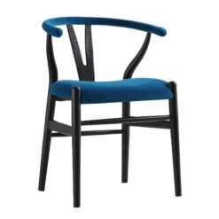 Hansel Upholstered Padded Dining Chair, Blue Velvet And Black Frame 18 Hansel Upholstered Padded Dining Chair, Blue Velvet And Black Frame -Daals Store XN R100 NAVYVEL BLACK WB2