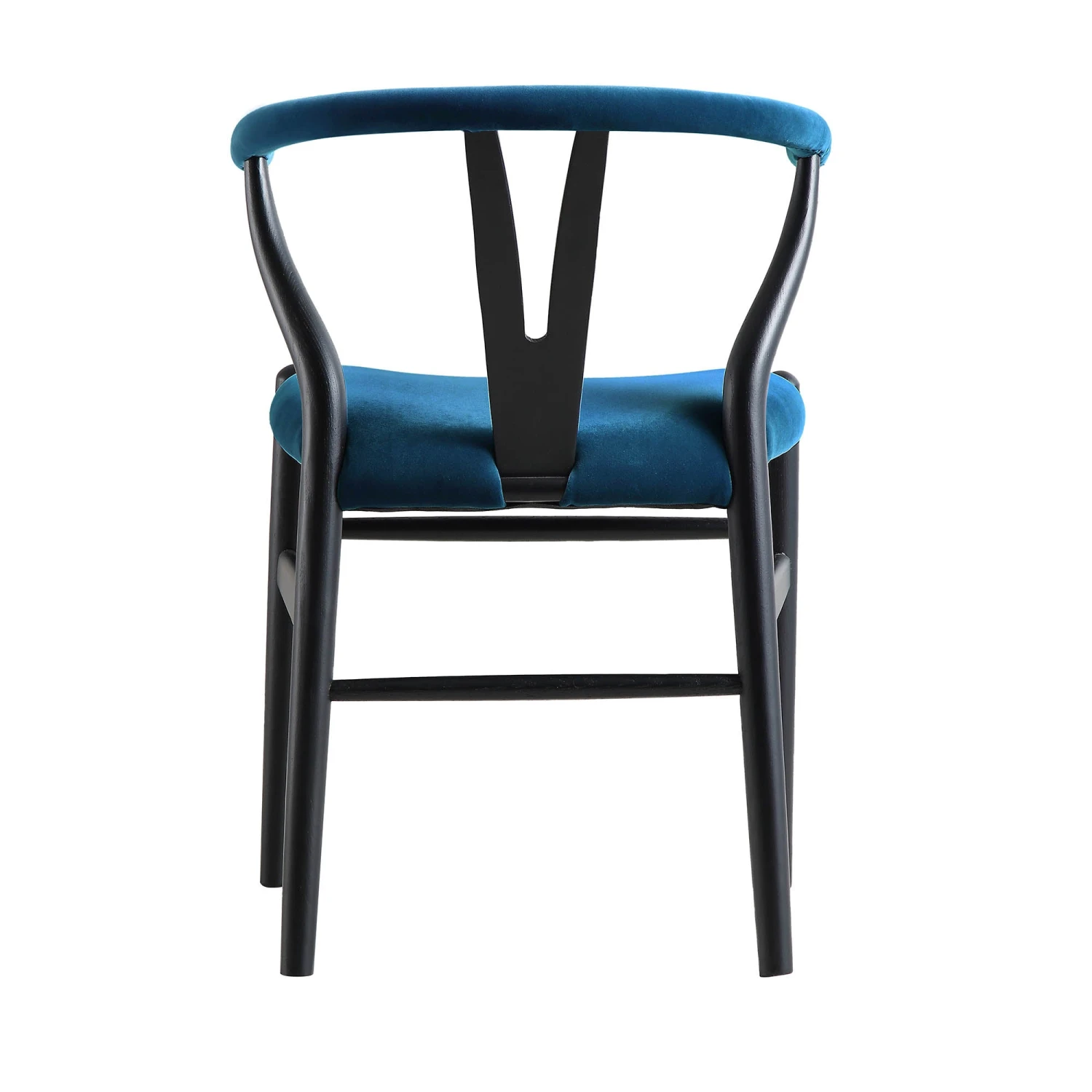 Hansel Upholstered Padded Dining Chair, Blue Velvet And Black Frame 9 Hansel Upholstered Padded Dining Chair, Blue Velvet And Black Frame - Image 9