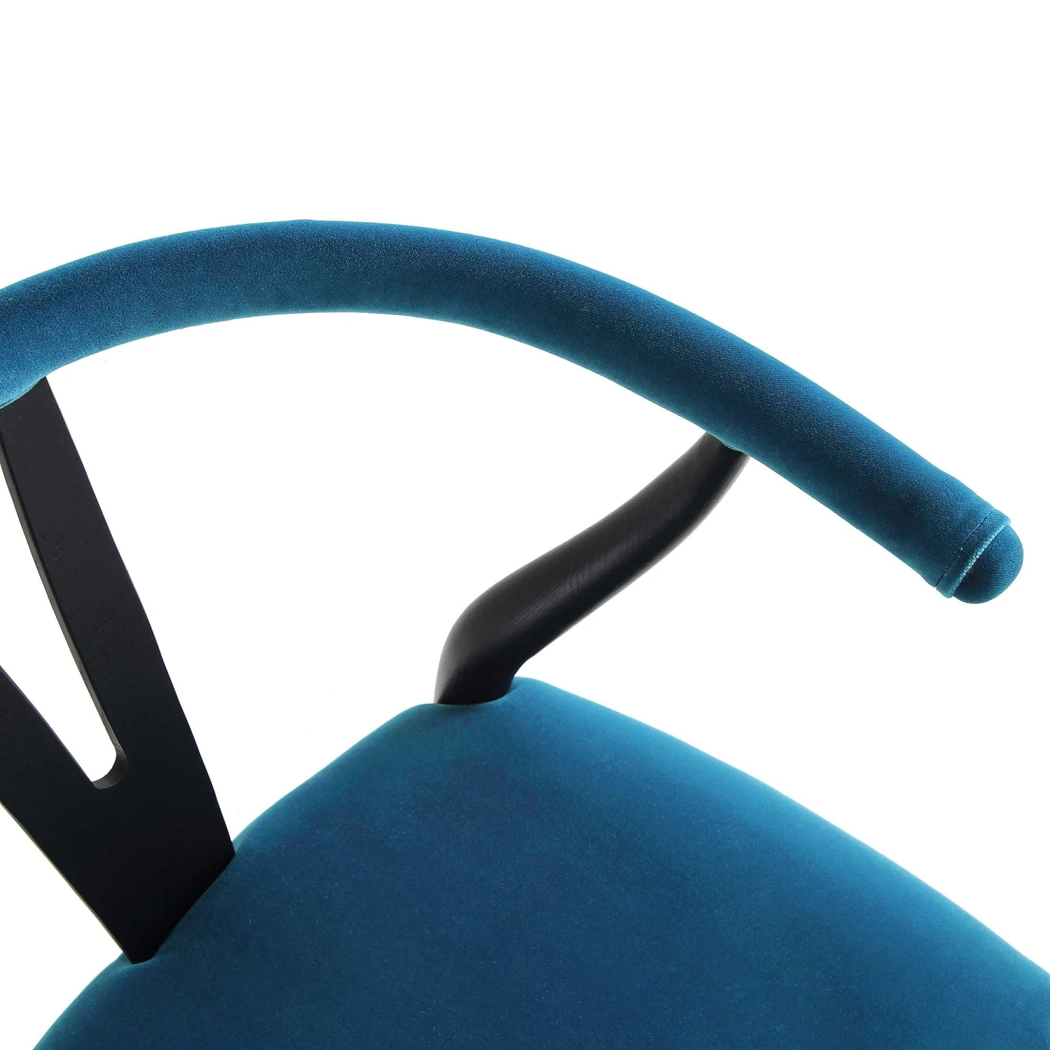 Hansel Upholstered Padded Dining Chair, Blue Velvet And Black Frame 10 Hansel Upholstered Padded Dining Chair, Blue Velvet And Black Frame - Image 10