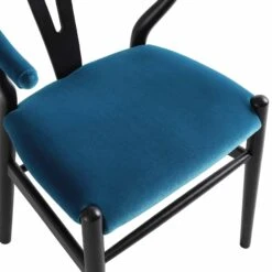 Hansel Upholstered Padded Dining Chair, Blue Velvet And Black Frame 24 Hansel Upholstered Padded Dining Chair, Blue Velvet And Black Frame -Daals Store XN R100 NAVYVEL BLACK detail2