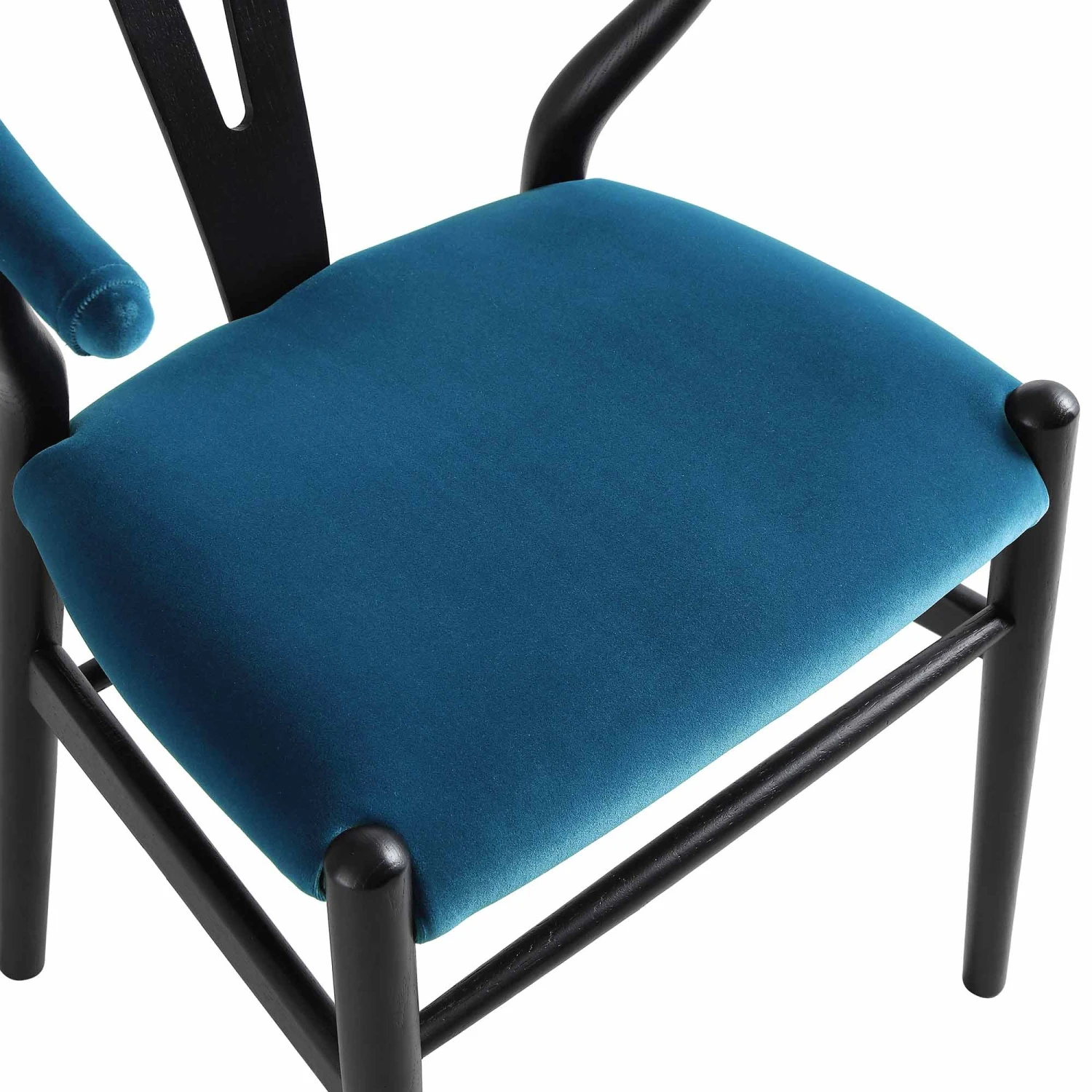 Hansel Upholstered Padded Dining Chair, Blue Velvet And Black Frame 11 Hansel Upholstered Padded Dining Chair, Blue Velvet And Black Frame - Image 11