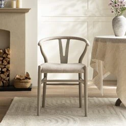 Hansel Upholstered Dining Chair, Taupe Frame With Oatmeal Fabric 16 Hansel Upholstered Dining Chair, Taupe Frame With Oatmeal Fabric -Daals Store XN R100 OATFAB TAUPE scene1