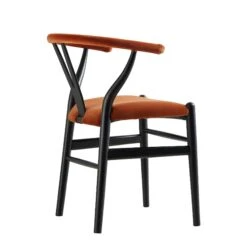 Hansel Upholstered Padded Dining Chair, Rust Velvet And Black Frame -Daals Store XN R100 RUSTVEL BLACK WB3
