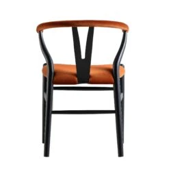 Hansel Upholstered Padded Dining Chair, Rust Velvet And Black Frame -Daals Store XN R100 RUSTVEL BLACK WB4