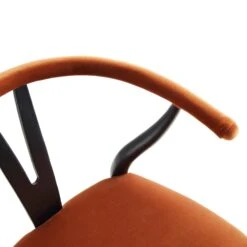 Hansel Upholstered Padded Dining Chair, Rust Velvet And Black Frame -Daals Store XN R100 RUSTVEL BLACK detail1