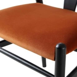 Hansel Upholstered Padded Dining Chair, Rust Velvet And Black Frame -Daals Store XN R100 RUSTVEL BLACK detail3