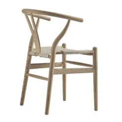 Hansel Dining Chair, Weathered Elm Frame With Light Grey Faux Leather Seat -Daals Store XN R102 GREYPU WB4