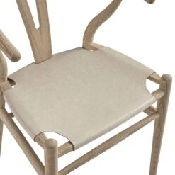 Hansel Dining Chair, Weathered Elm Frame With Light Grey Faux Leather Seat -Daals Store XN R102 GREYPU detail1
