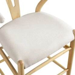 Hansel Natural Elm Wood Counter Stool β Beige Fabric with Wishbone Y-Back Design 16 Hansel Natural Elm Wood Counter Stool β Beige Fabric with Wishbone Y-Back Design -Daals Store XN R152 BEIGEFAB NAT detail1