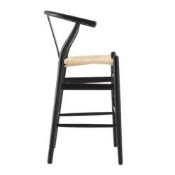 Hansel Solid Elm Wood Counter Stool – Black Frame with Natural Weave Y-Back -Daals Store XN R152 BLACK WB3