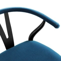 Hansel Navy Blue Velvet & Black Solid Elm Wood Y-Back Counter Stool -Daals Store XN R152 NAVYVEL BLACK detail1