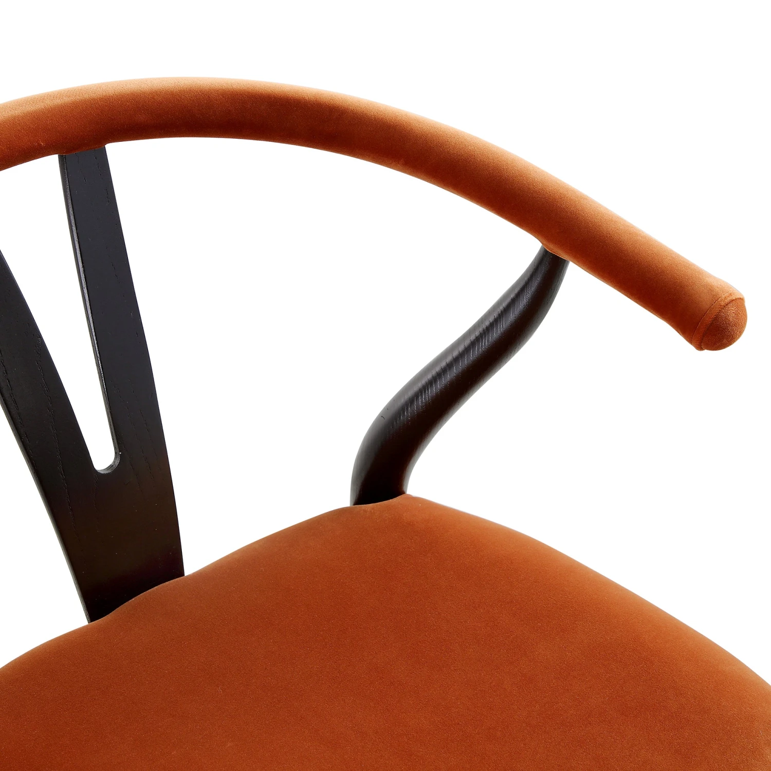 Hansel Rust Velvet Upholstered Counter Stool β Black Elm Wood Y-Back Kitchen Island Chair 12 Hansel Rust Velvet Upholstered Counter Stool β Black Elm Wood Y-Back Kitchen Island Chair - Image 12