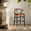 Hansel Upholstered Counter Stool, Rust Velvet And Black Frame 17 Hansel Upholstered Counter Stool, Rust Velvet And Black Frame -Daals Store XN R152 RUSTVEL BLACK main