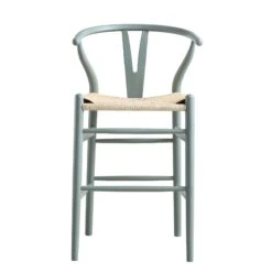 Hansel Wooden Natural Weave Counter Stool, Sage Green Frame -Daals Store XN R152 SAGE WB1