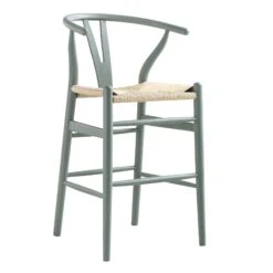 Hansel Wooden Natural Weave Counter Stool, Sage Green Frame -Daals Store XN R152 SAGE WB2