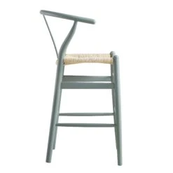 Hansel Wooden Natural Weave Counter Stool, Sage Green Frame -Daals Store XN R152 SAGE WB3