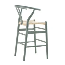 Hansel Wooden Natural Weave Counter Stool, Sage Green Frame -Daals Store XN R152 SAGE WB4