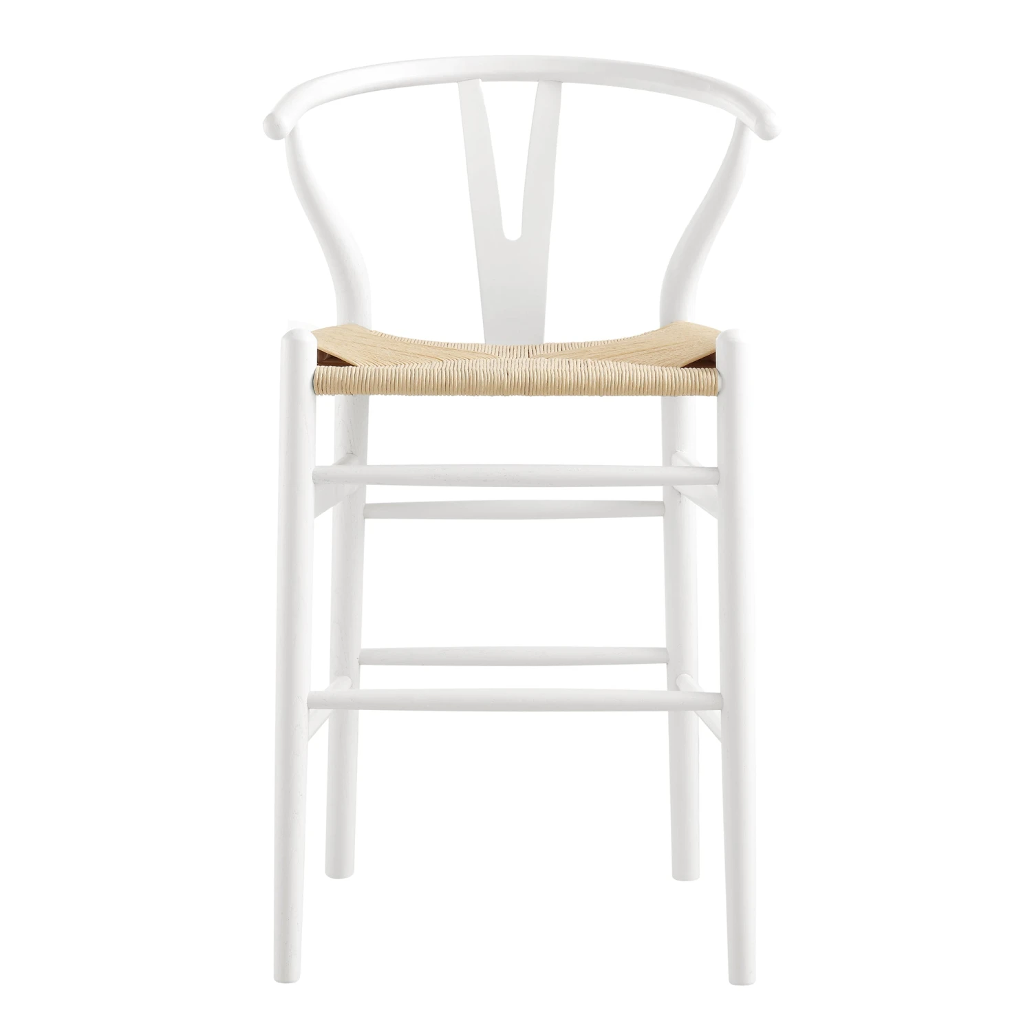 Hansel Wooden Natural Weave Counter Stool, White Frame 4 Hansel Wooden Natural Weave Counter Stool, White Frame - Image 4