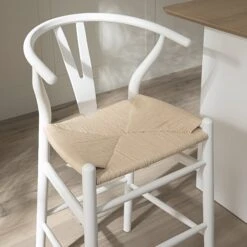 Hansel Wooden Natural Weave Counter Stool, White Frame 15 Hansel Wooden Natural Weave Counter Stool, White Frame -Daals Store XN R152 WHITE scene2