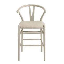 Hansel Counter Stool, Taupe Frame With Oatmeal Fabric Seat -Daals Store XN R154 OATFAB TAUPE WB1