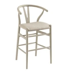 Hansel Counter Stool, Taupe Frame With Oatmeal Fabric Seat -Daals Store XN R154 OATFAB TAUPE WB2