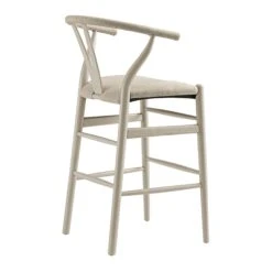 Hansel Counter Stool, Taupe Frame With Oatmeal Fabric Seat -Daals Store XN R154 OATFAB TAUPE WB4