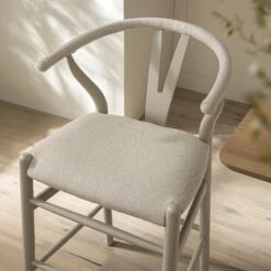 Hansel Counter Stool, Taupe Frame With Oatmeal Fabric Seat -Daals Store XN R154 OATFAB TAUPE scene2