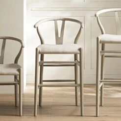 Hansel Counter Stool, Taupe Frame With Oatmeal Fabric Seat -Daals Store XN R154 OATFAB TAUPE scene3