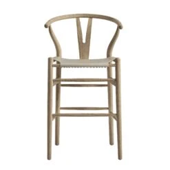 Hansel Weathered Elm Solid Wood Counter Stool with Light Grey Faux Leather Seat - Wishbone Style Y-Back Kitchen Island Stool 18 Hansel Weathered Elm Solid Wood Counter Stool with Light Grey Faux Leather Seat - Wishbone Style Y-Back Kitchen Island Stool -Daals Store XN R156 GREYPU WB1
