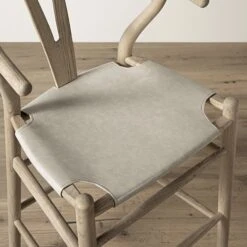 Hansel Weathered Elm Solid Wood Counter Stool with Light Grey Faux Leather Seat - Wishbone Style Y-Back Kitchen Island Stool 17 Hansel Weathered Elm Solid Wood Counter Stool with Light Grey Faux Leather Seat - Wishbone Style Y-Back Kitchen Island Stool -Daals Store XN R156 GREYPU scene3