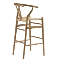 Hansel Wooden Natural Weave Bar Stool, Light Walnut Colour Frame -Daals Store XN R161 LIGHTWALNUT WB4