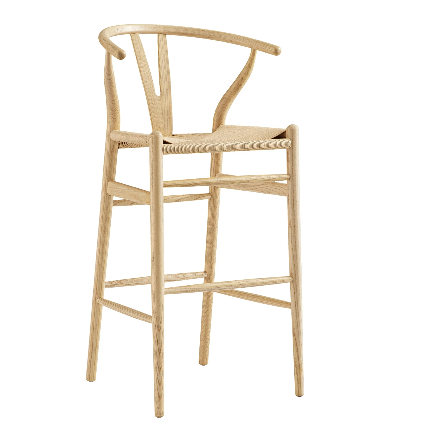 Hansel Wooden Natural Weave Bar Stool, Natural Frame 2 Hansel Wooden Natural Weave Bar Stool, Natural Frame - Image 2