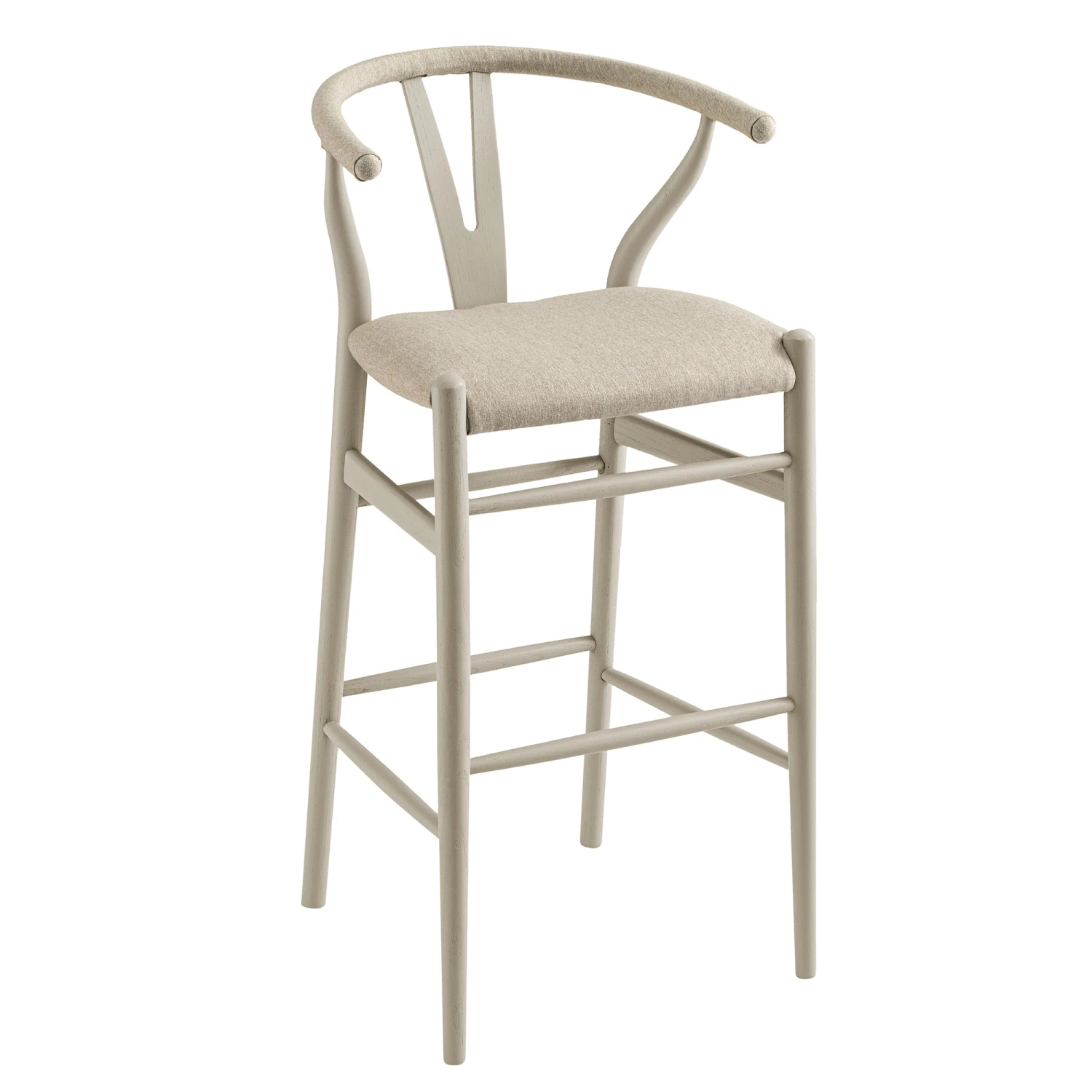 Hansel Bar Stool, Taupe Frame With Oatmeal Fabric Seat 2 Hansel Bar Stool, Taupe Frame With Oatmeal Fabric Seat - Image 2