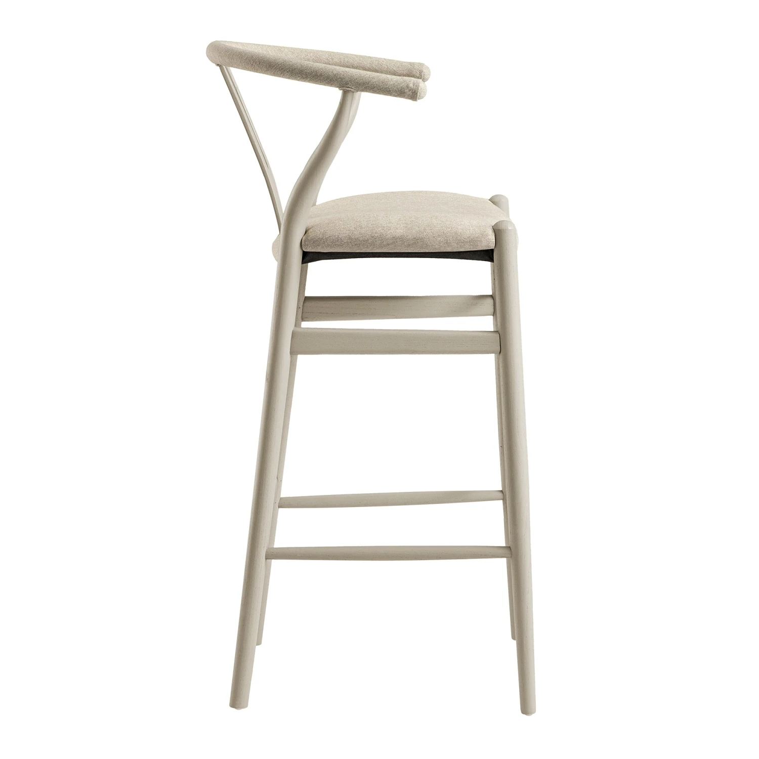 Hansel Bar Stool, Taupe Frame With Oatmeal Fabric Seat 3 Hansel Bar Stool, Taupe Frame With Oatmeal Fabric Seat - Image 3