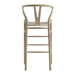 Hansel Bar Stool, Weathered Elm Frame With Light Grey Faux Leather Seat -Daals Store XN R165 GREYPU WB5