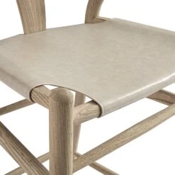 Hansel Bar Stool, Weathered Elm Frame With Light Grey Faux Leather Seat -Daals Store XN R165 GREYPU detail1