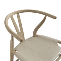 Hansel Bar Stool, Weathered Elm Frame With Light Grey Faux Leather Seat -Daals Store XN R165 GREYPU detail2