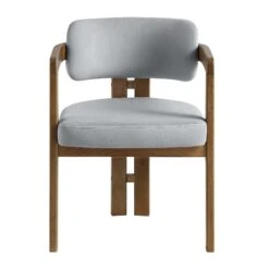 Stanford Curved Walnut Wood Frame Grey Velvet Chair 17 Stanford Curved Walnut Wood Frame Grey Velvet Chair -Daals Store XNDCH 727 GREY VEL WB1