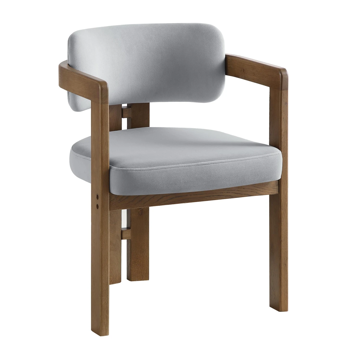 Stanford Curved Walnut Wood Frame Grey Velvet Chair 5 Stanford Curved Walnut Wood Frame Grey Velvet Chair - Image 5