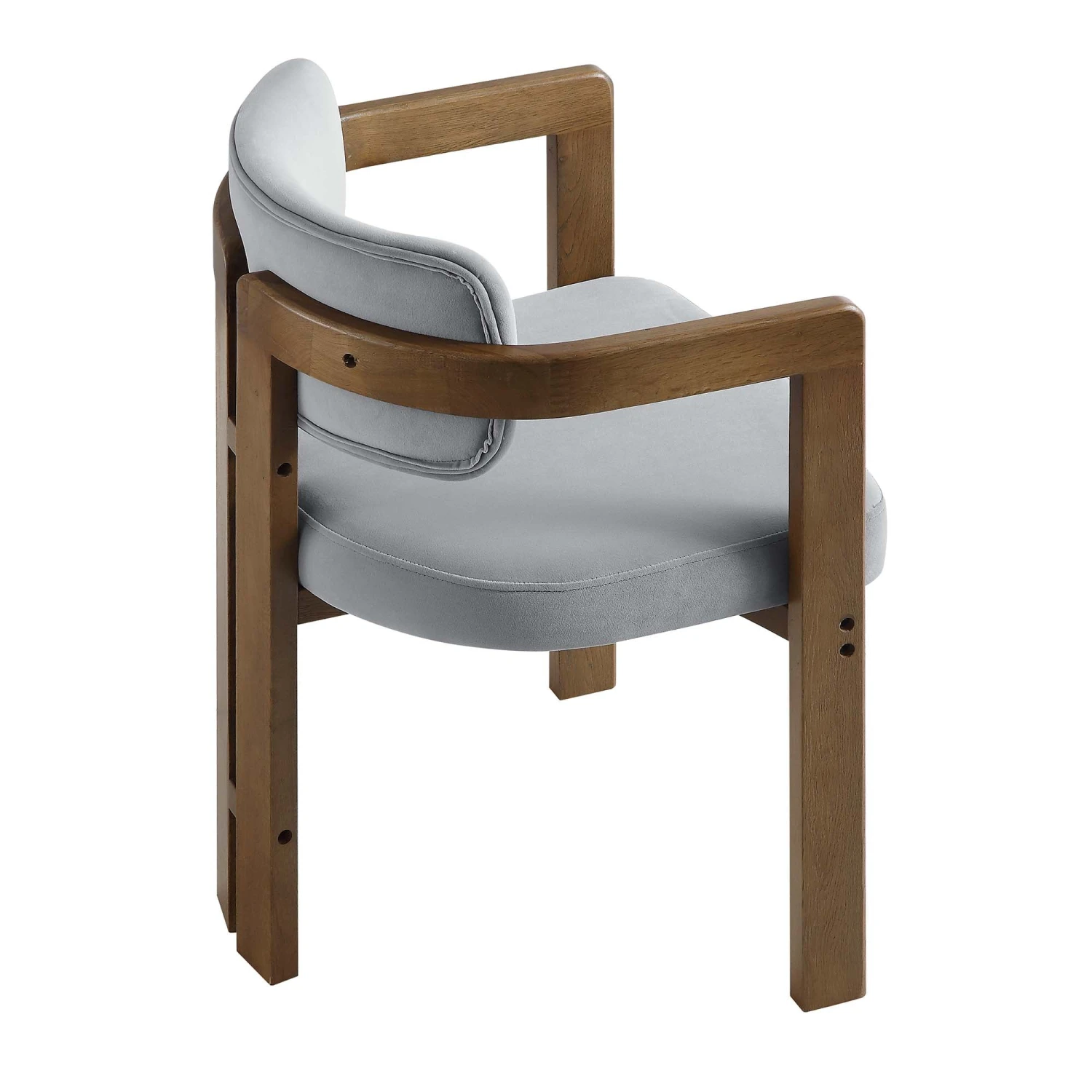 Stanford Curved Walnut Wood Frame Grey Velvet Chair 9 Stanford Curved Walnut Wood Frame Grey Velvet Chair - Image 9